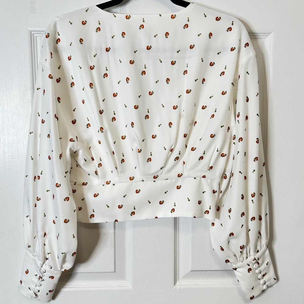 Backyard Roses Deep V Rose Blouse - Picture 8 of 9